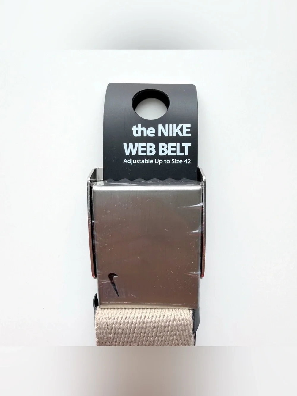 Nike Golf Web Belt Tan Silver Neutral Mens Golfing Adjustable